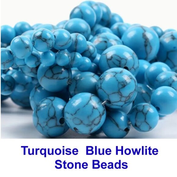 Blue Turquoise Howlite  Natural Stone15" Strand - Picture 1 of 2